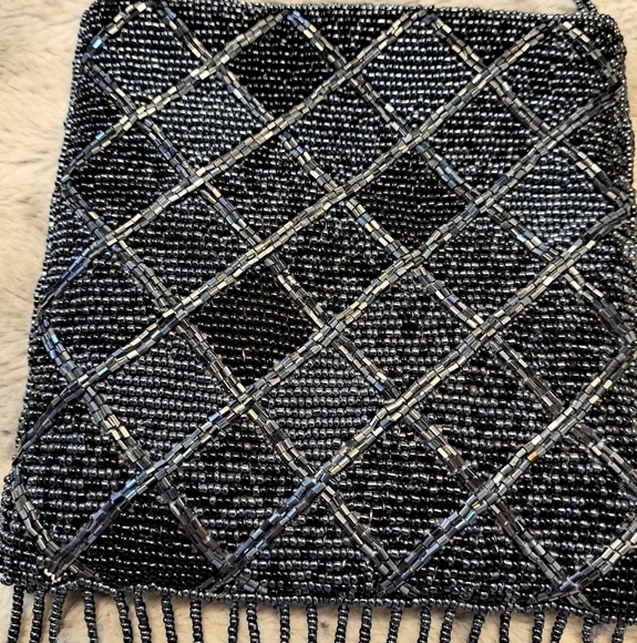 Handbags - Blue & Silver Beaded Bag